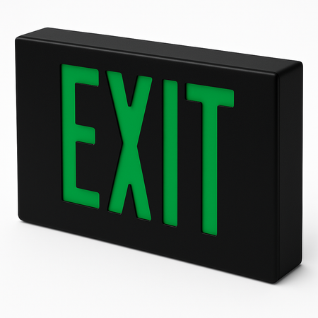Green Die-Cast Black Housing LED Exit Sign