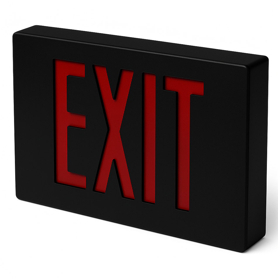 Red Die-Cast Black Housing LED Exit Sign
