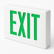 KXTEU thin die-cast aluminum LED exit sign with green letters and white housing
