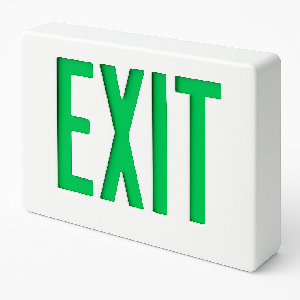 Green Die-Cast White Housing LED Exit Sign