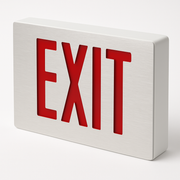 KXTEU thin die-cast aluminum LED exit sign with red letters and white housing