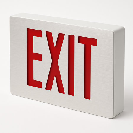 Red Die-Cast White Housing LED Exit Sign