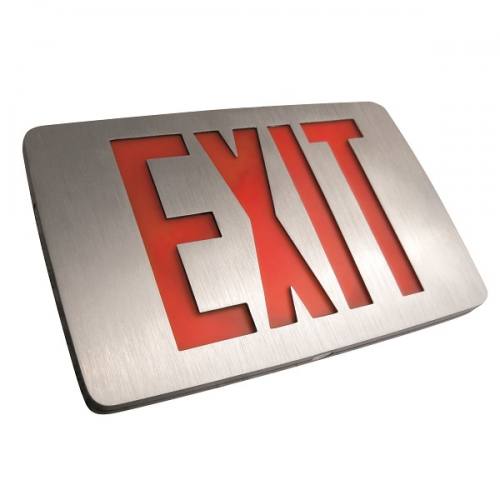 KZXTEU thin die-cast aluminum LED exit sign with red letters