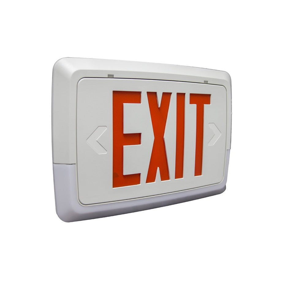 Low-Level All LED Exit Sign & Emergency Light Combo - Red Letters