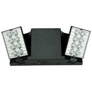 Compact LED emergency unit – angled view with ceiling/wall mount pattern