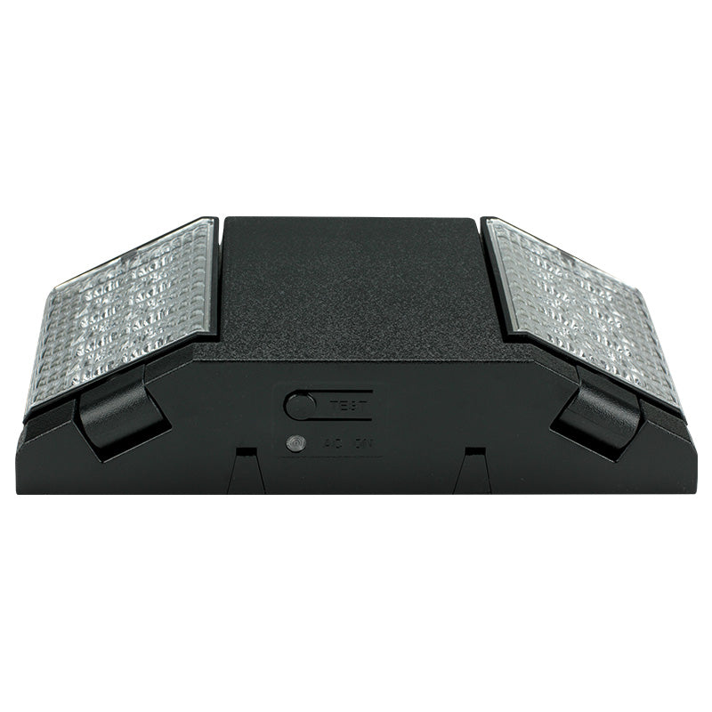 Compact LED emergency unit – Bottom view with ceiling/wall mount pattern