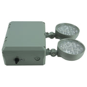 Wet-location LED emergency light – right view with 1.9W heads and sealed polycarbonate case