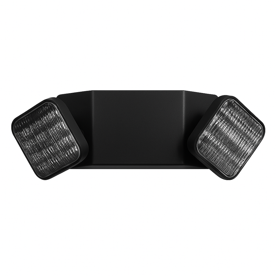 Black LEDR-1 compact damp-location LED emergency light with dual adjustable heads