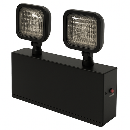 Steel Housing Dual Head LED Emergency Unit With Remote Capacity - black housing