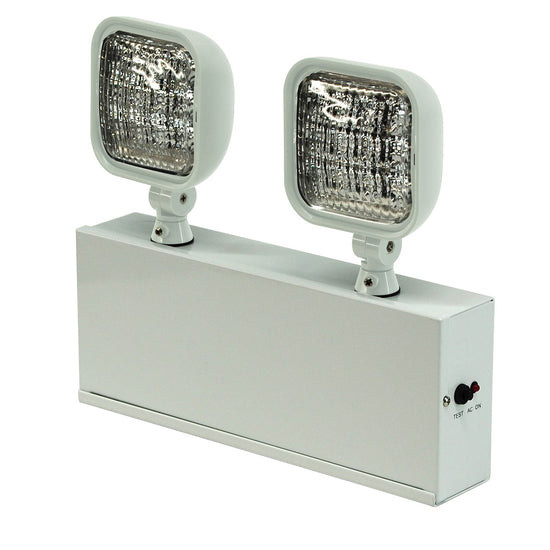 Steel Housing Dual Head LED Emergency Unit With Remote Capacity - white housing
