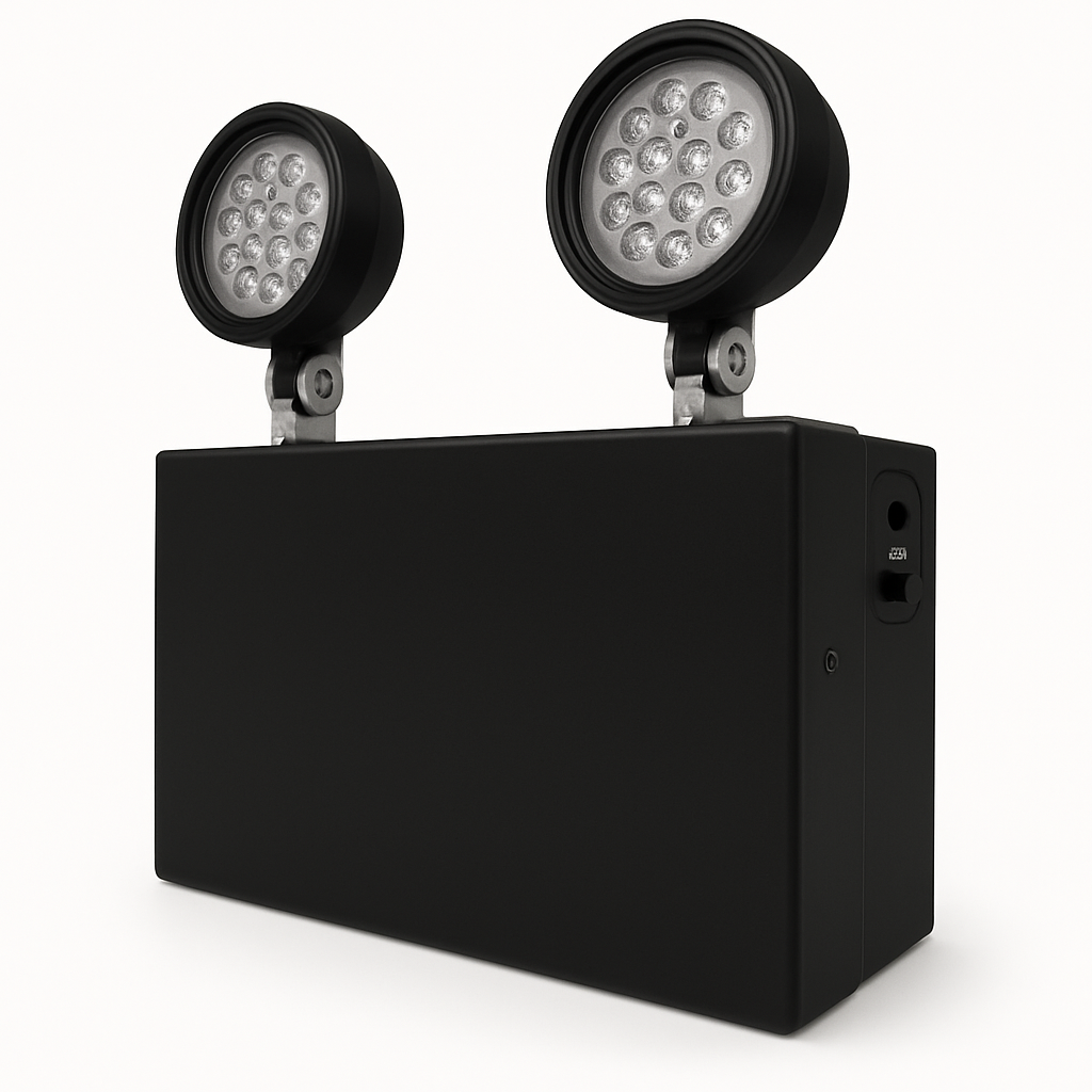 Dual Head High-Output Industrial Emergency Unit - black housing