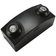 High-capacity emergency light with dual MR16 heads and flame-rated housing