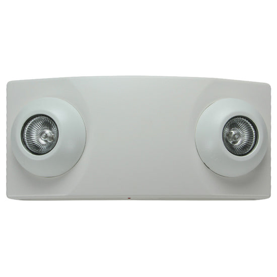 Industrial emergency light showing halogen lamps and snap-fit housing cover
