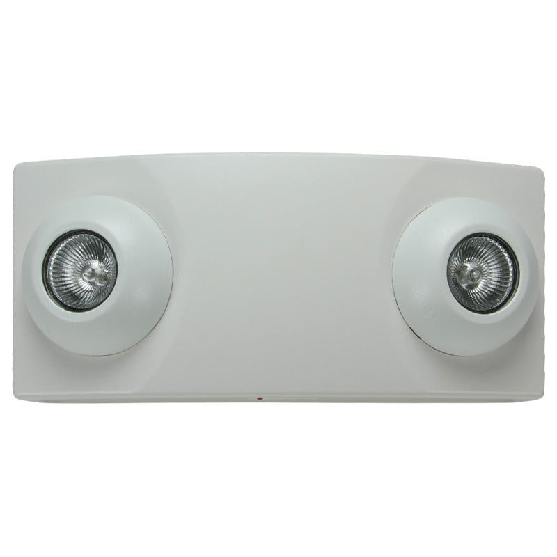 Industrial emergency light showing halogen lamps and snap-fit housing cover