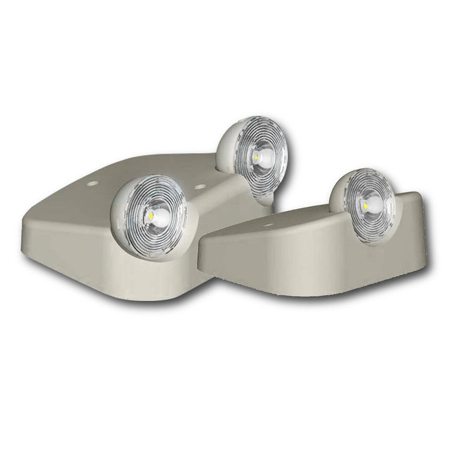 Mini indoor LED remote heads—single and twin models with round lenses in white thermoplastic housings