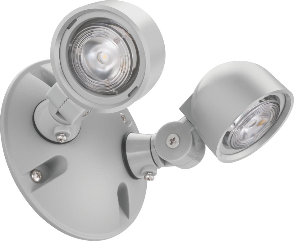 Dual Head Outdoor LED Emergency Light Polycarbonate Remote Head - white housing