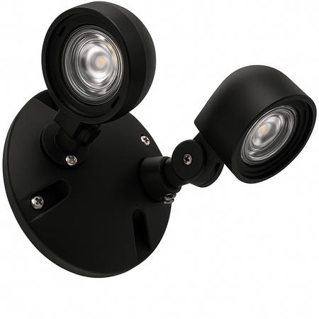 Dual Head Outdoor LED Emergency Light Polycarbonate Remote Head - black housing