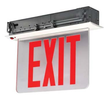 Edge Lit LED Exit Sign New York City (NYC) Compliant with Ceiling Recessed Mount