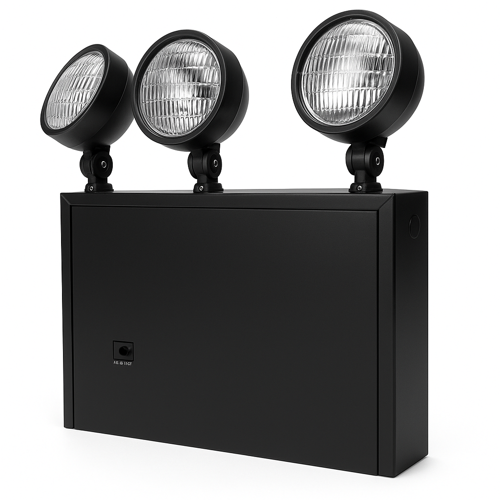 New York City Approved Steel Glare Free Lamp Heads Emergency Unit - black housing