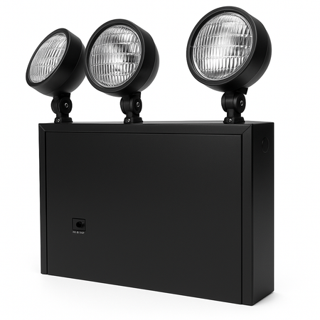 New York City Approved Steel Glare Free Lamp Heads Emergency Unit - black housing