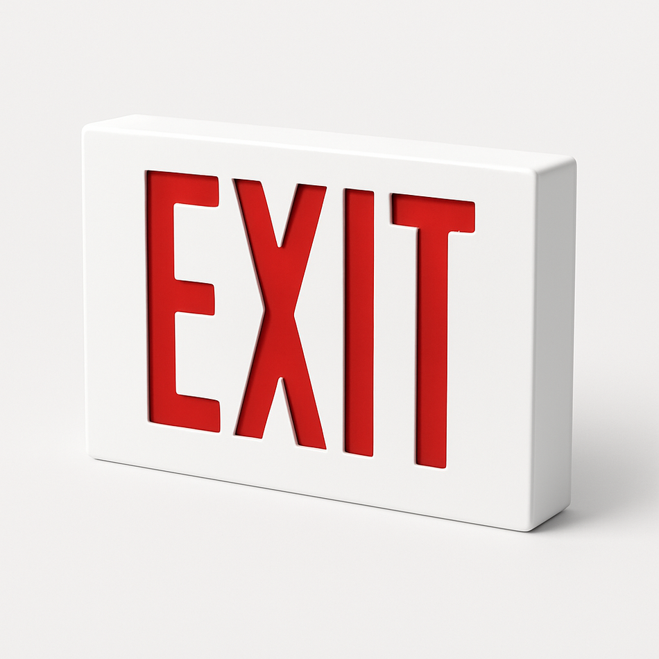 New-York-City-Compliant White Die-Cast Aluminum Exit Sign