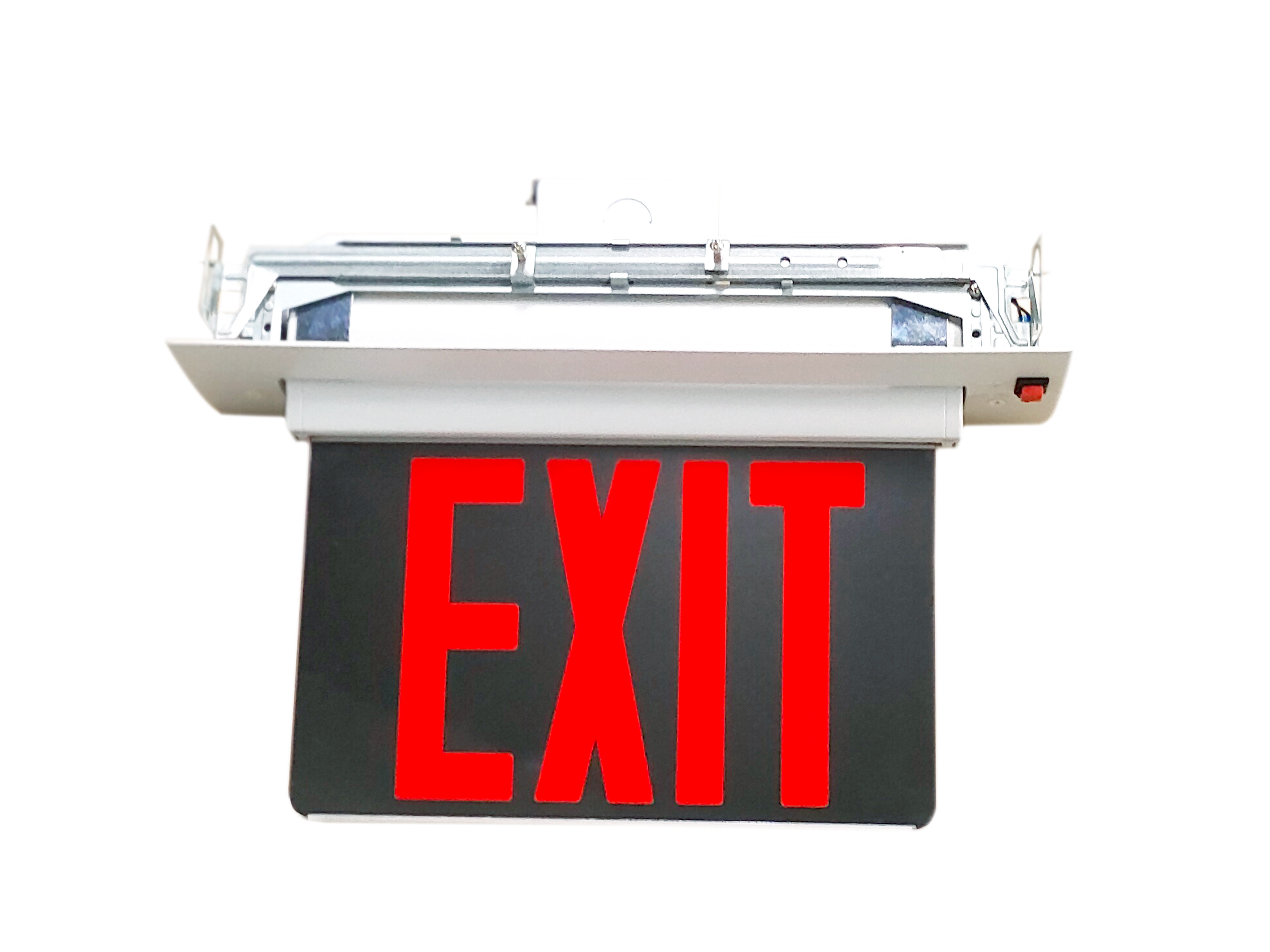 Red Economy Plastic Edge-lit Exit Sign with Black Housing
