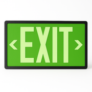 Tritium Self-luminous exit sign – front view with green legend and black frame
