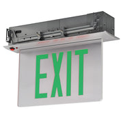 RELZXTE recessed edge-lit aluminum exit sign with green letters and clear panel