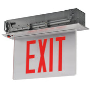 RELZXTE recessed edge-lit aluminum exit sign with red letters and clear panel