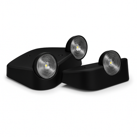 Mini indoor LED remote heads—single and twin models with round lenses in black thermoplastic housings
