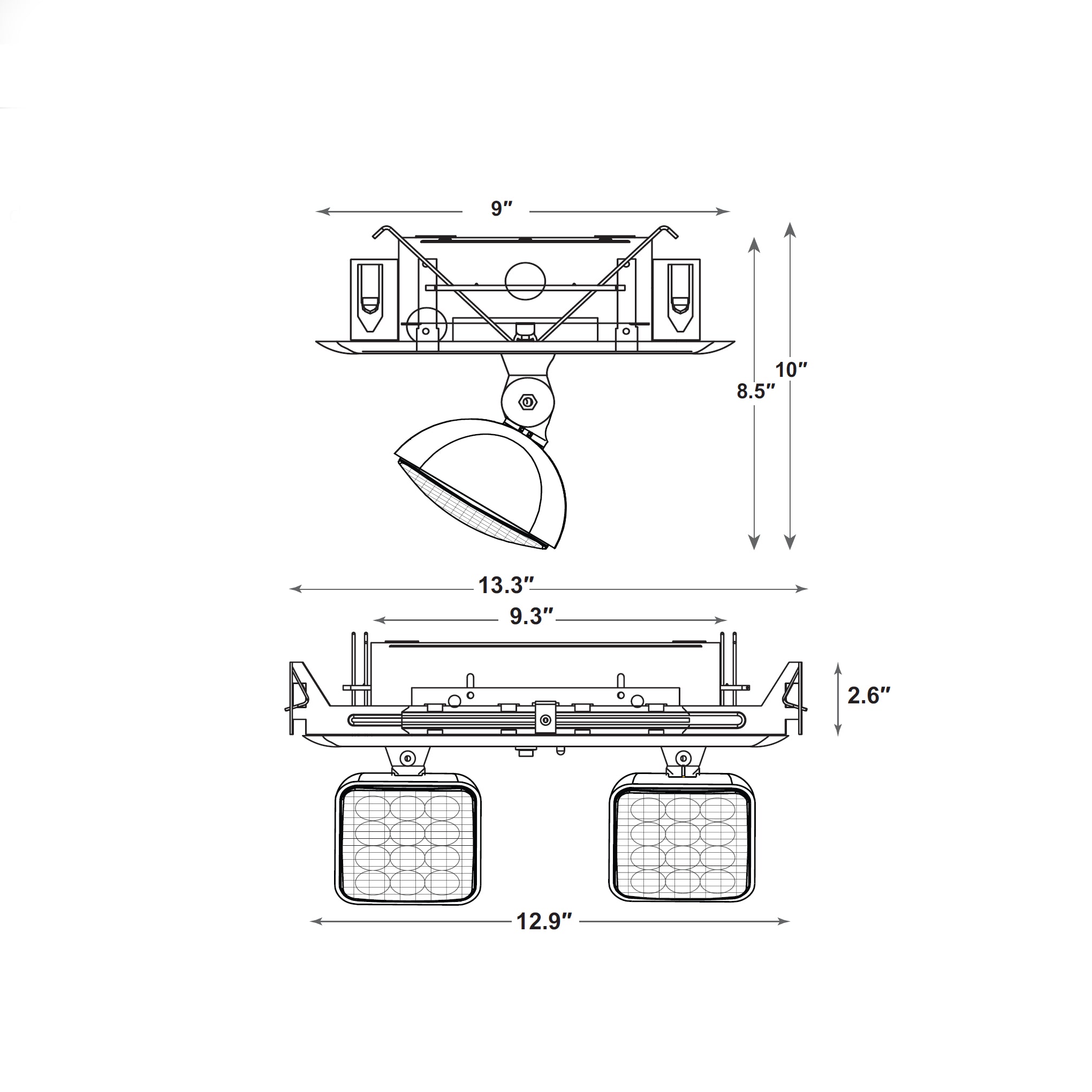RM2 Recessed LED Emergency Light NYC Approved Dimensions