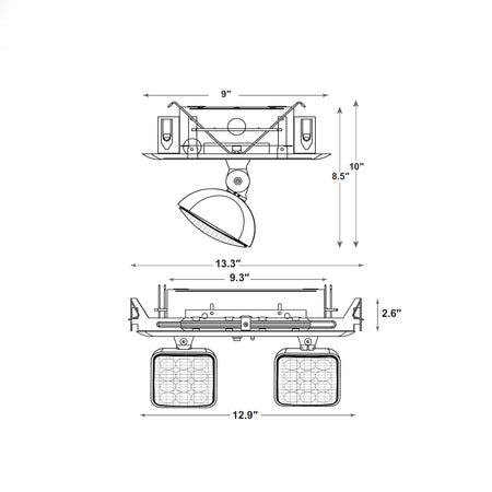 RM2 Recessed LED Emergency Light NYC Approved Dimensions