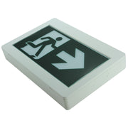 “Running Man” LED exit/emergency combo – left angle view with universal pictogram panel