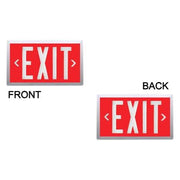 Energy-Free Exit Sign – Red Legend, Brushed Aluminum Frame, Double Sided, 20-Year Lifespan