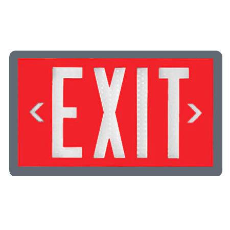Red Self Luminous Tritium Exit Sign | Gray Frame | Single Sided | 10 Year Lifespan