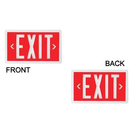 Red Self Luminous Tritium Exit Sign | White Frame | Double Sided | 10 Year Lifespan