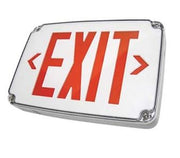 WLEZXTEU compact wet-location LED exit sign with red letters in sealed polycarbonate housing
