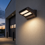 BAWX adjustable LED wall pack installed on an exterior commercial wall
