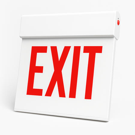 CAELXTE edge-lit exit sign with White housing and No Arrow directional legend