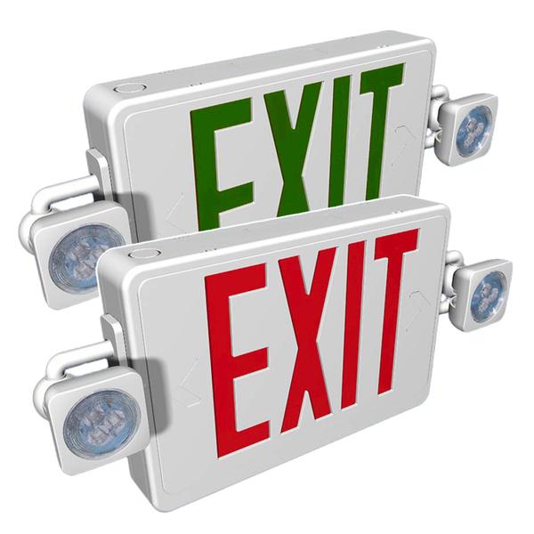 Low profile thermoplastic LED exit emergency combo with white housing