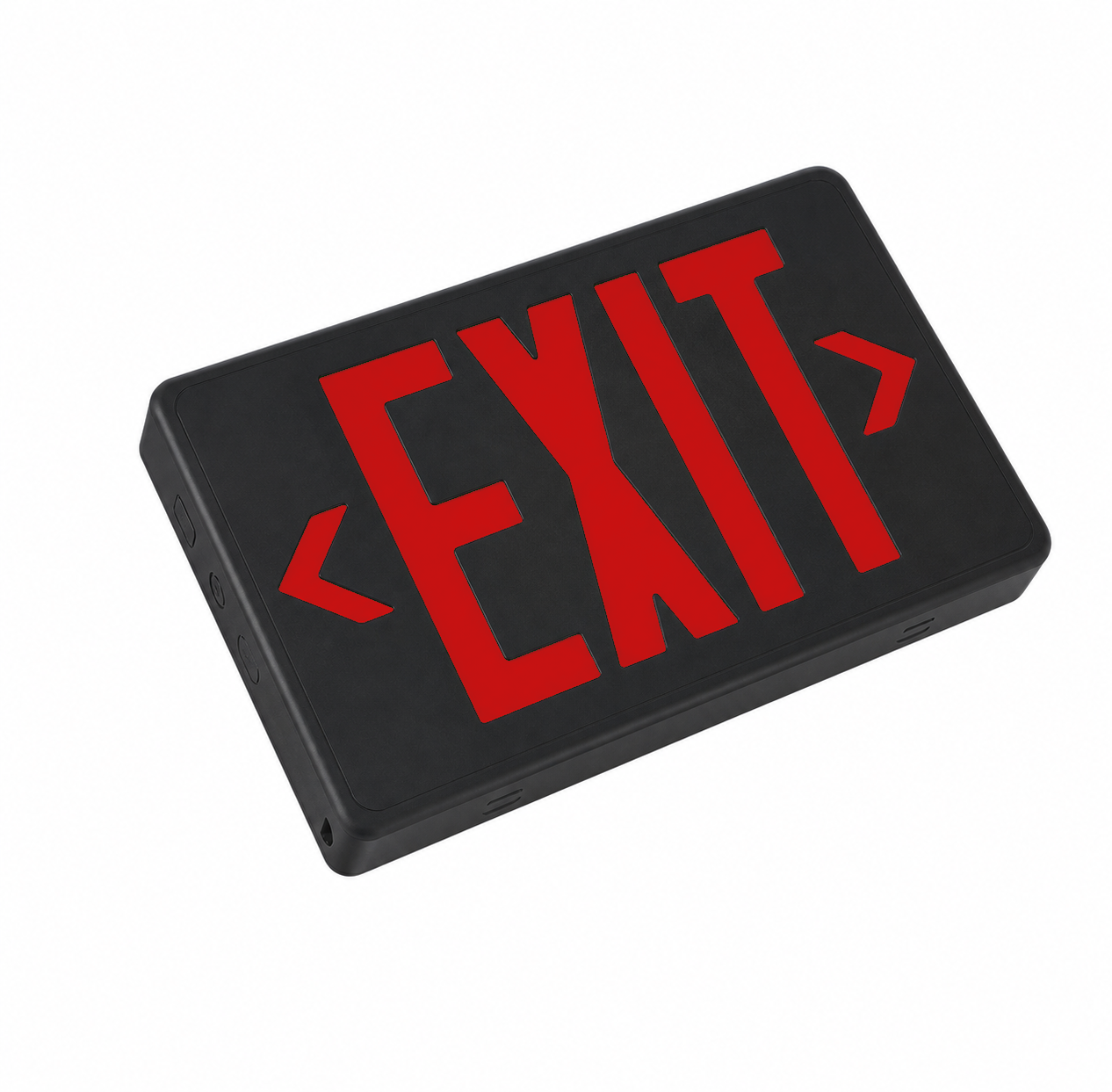 Best Lighting CEMXTE remote capable thermoplastic LED exit sign with black housing and red EXIT letters