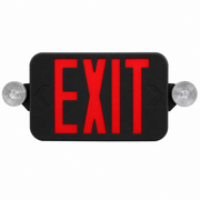 CEU low-profile LED exit and emergency combo with black housing and red EXIT face
