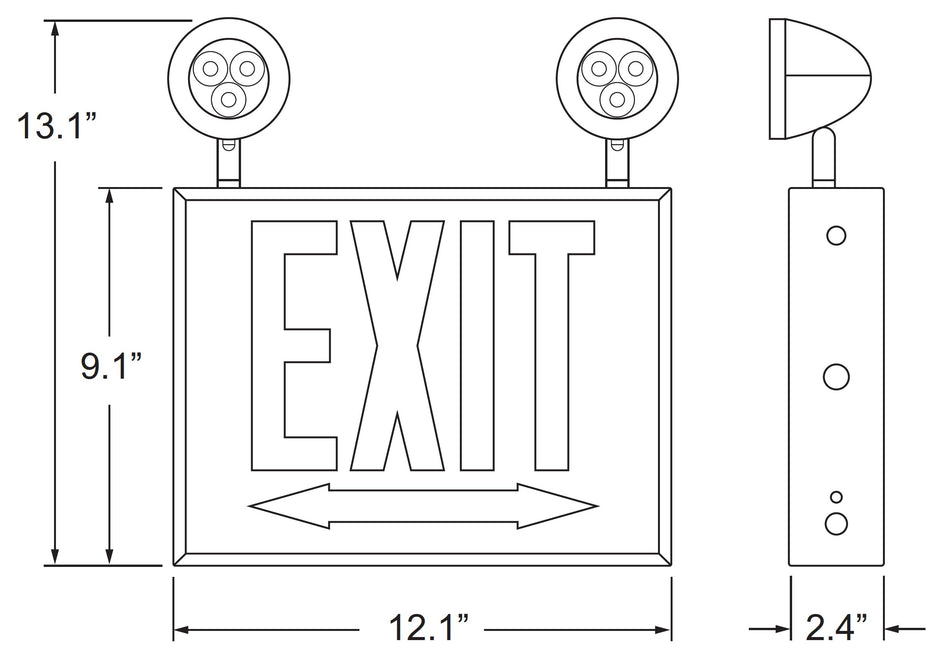 Exitronix CHIC_Unit Exit Sign Emergency Light Combos Steel Exit Signs Combo product image