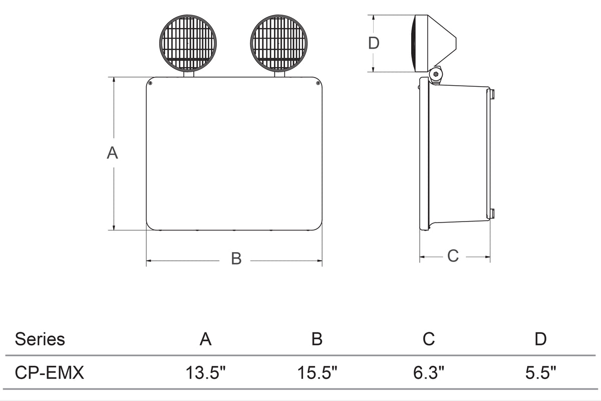 CP-EMX NEMA Hazardous Location Rated Emergency Lighting Dimensions