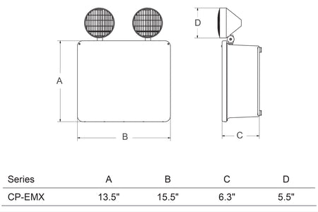 CP-EMX NEMA Hazardous Location Rated Emergency Lighting Dimensions