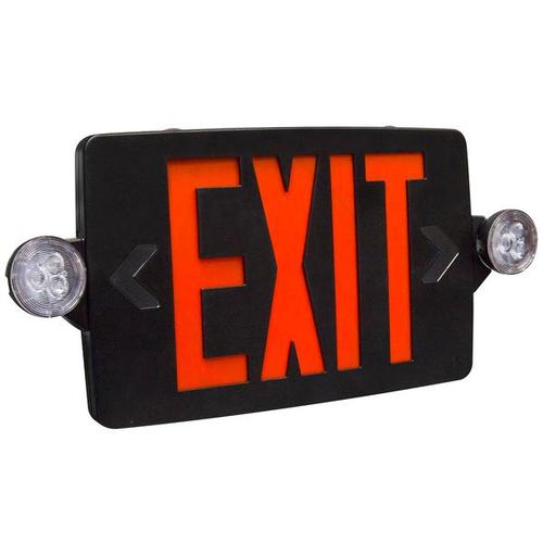 CTXTEU thin LED exit and emergency combo with red letters and black housing