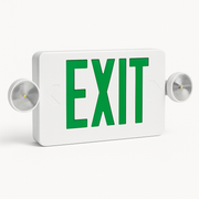 CTXTEU thin LED exit and emergency combo with green letters and white housing
