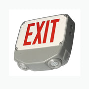 Red Wet Location All LED Exit & Emergency Combo with Gray Housing