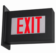 Black finish high-abuse LED exit sign with red EXIT letters and tamper-resistant bezel