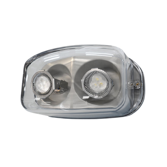 Hazardous-location LED remote head – front view with dual MR-16 lamps and sealed housing
